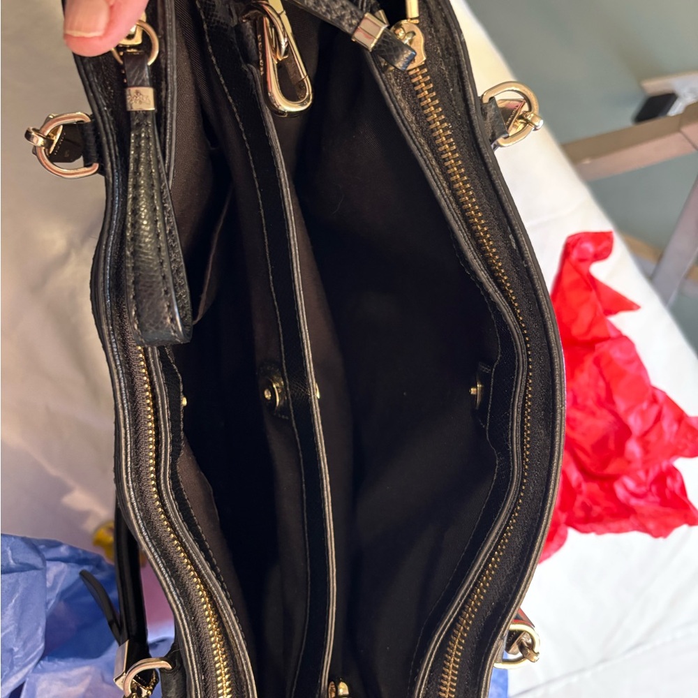 Coach Black Leather Carryall, Christie with Gold Accents - Picture 4 of 14